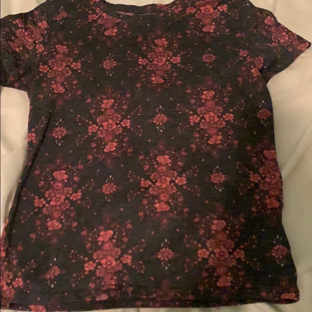 Gray and pink floral shirt